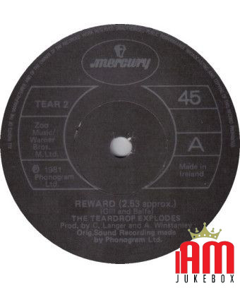 Récompense [The Teardrop Explodes] - Vinyl 7", 45 RPM, Single [product.brand] 1 - Shop I'm Jukebox 