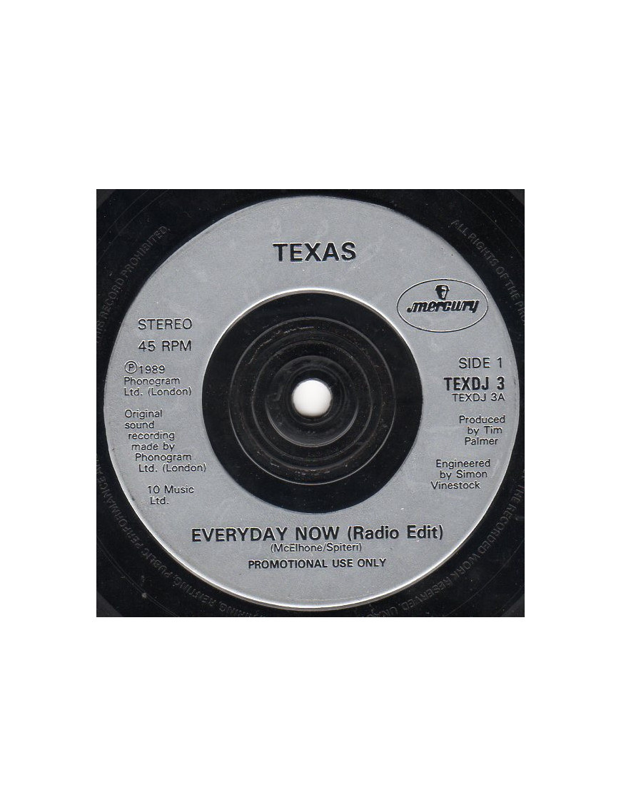 Everyday Now [Texas] - Vinyle 7", Single, 45 tours, Promo [product.brand] 1 - Shop I'm Jukebox 