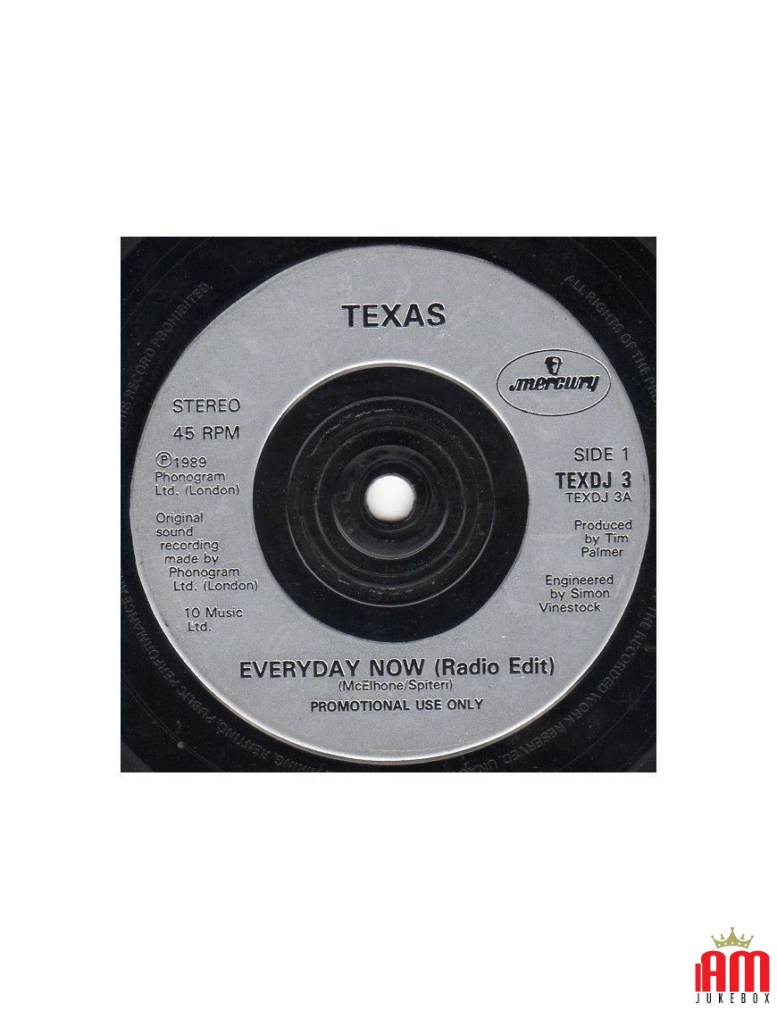 Everyday Now [Texas] - Vinyle 7", Single, 45 tours, Promo [product.brand] 1 - Shop I'm Jukebox 