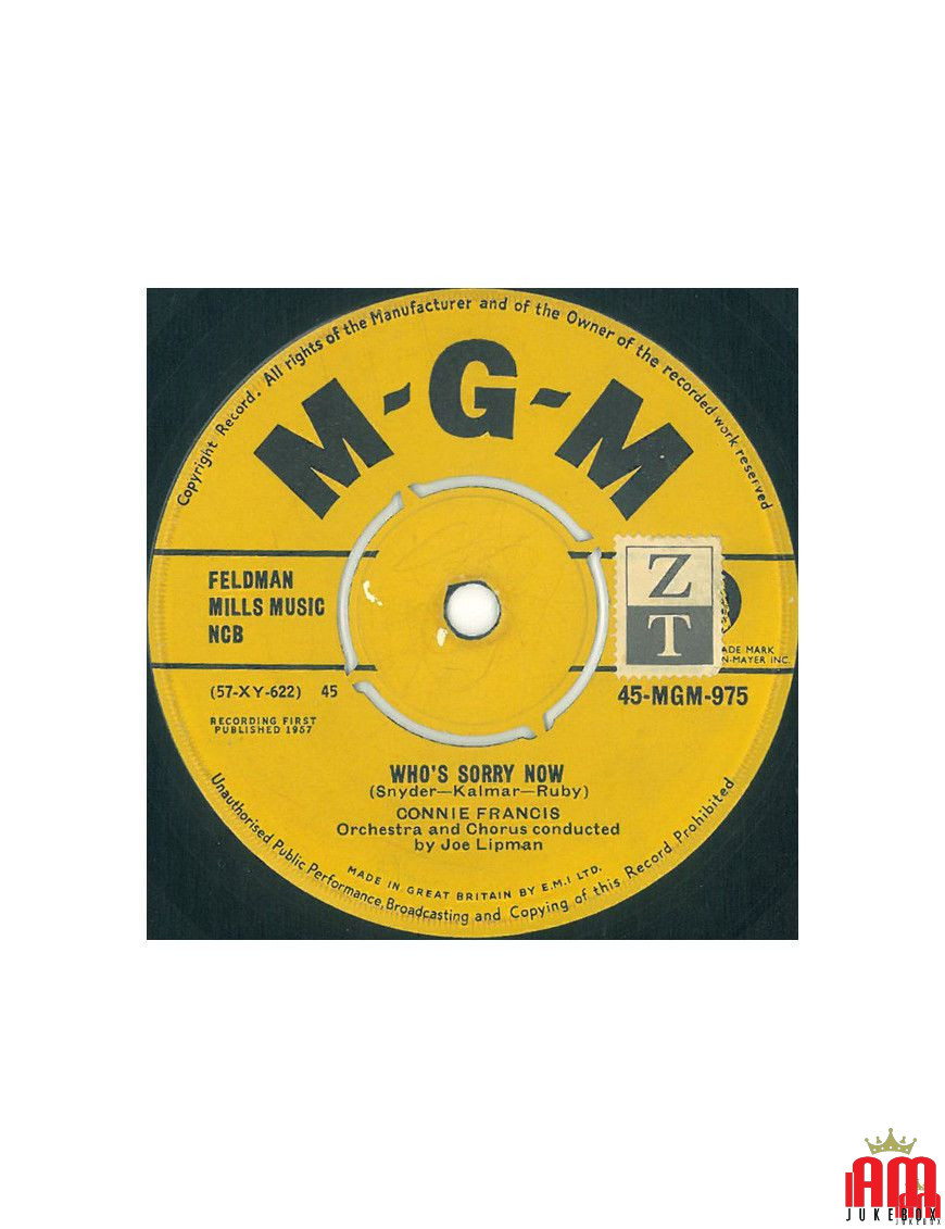 Qui est désolé maintenant [Connie Francis] - Vinyl 7", 45 RPM, Single [product.brand] 1 - Shop I'm Jukebox 