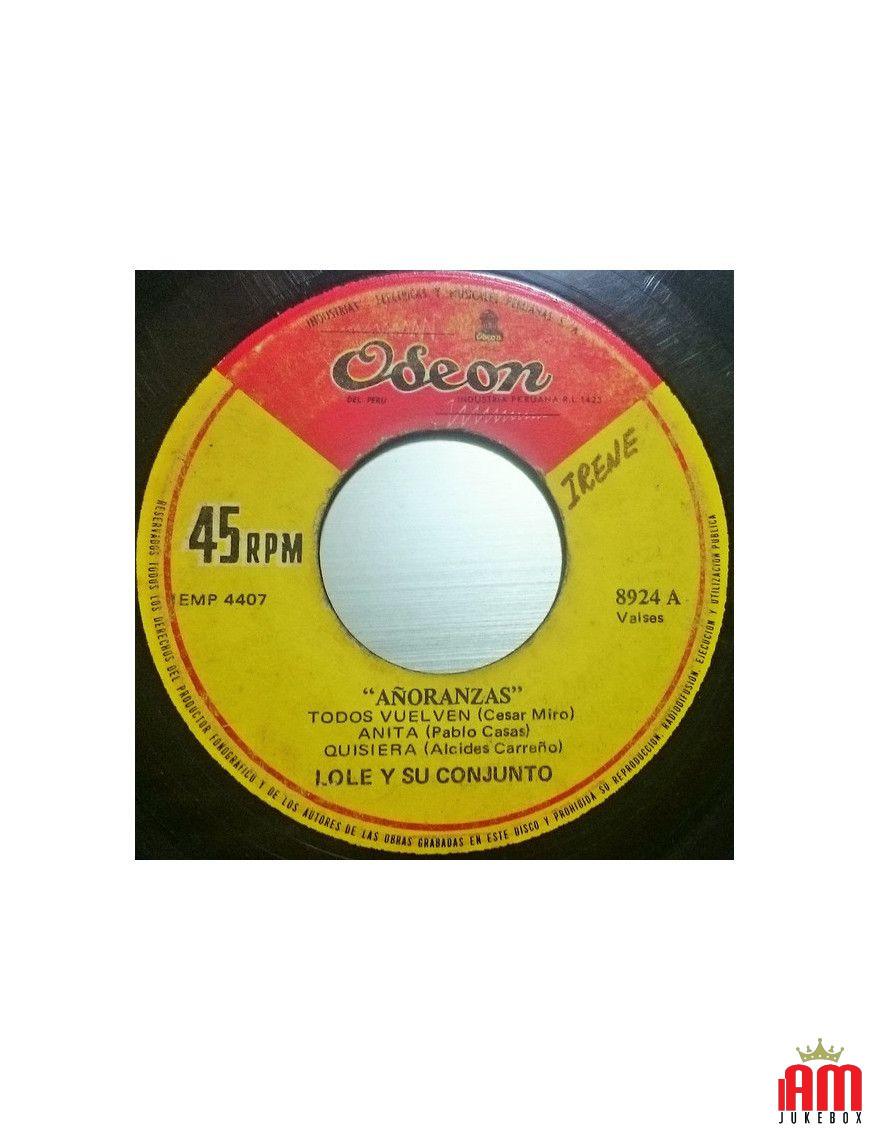 Añoranzas [Lole Y Su Conjunto] - Vinyl 7", 45 RPM, Single [product.brand] 1 - Shop I'm Jukebox 