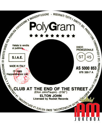 Club At The End Of The Street Epic [Elton John,...] - Vinyl 7", 45 RPM, Jukebox, Promo [product.brand] 1 - Shop I'm Jukebox 
