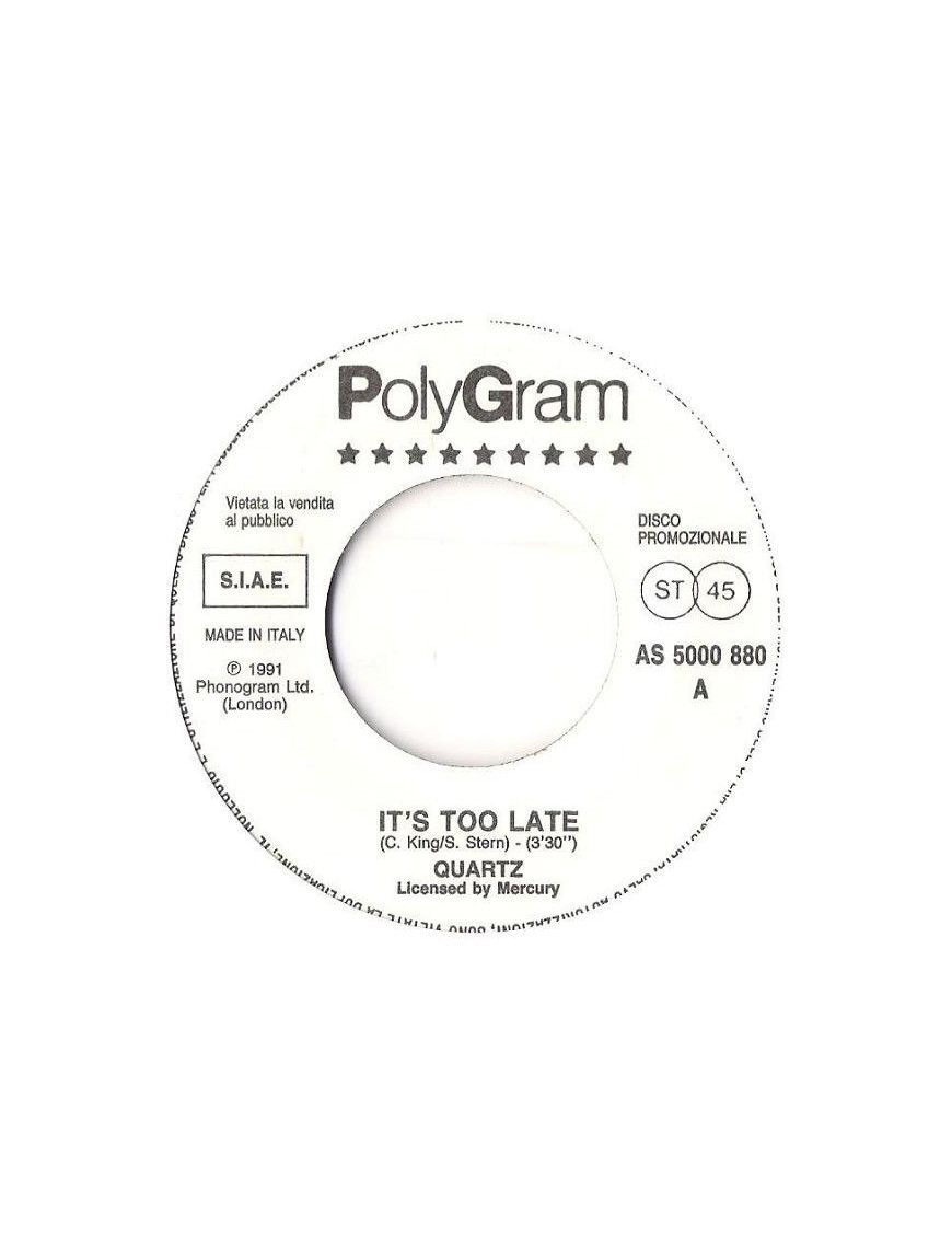 It's Too Late Motor-Cycle [Quartz (2),...] - Vinyl 7", 45 RPM, Promo, Stereo [product.brand] 1 - Shop I'm Jukebox 