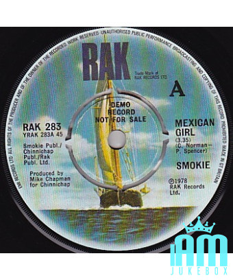Mexican Girl [Smokie] - Vinyle 7", 45 RPM, Single, Promo [product.brand] 1 - Shop I'm Jukebox 