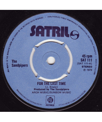 For The Last Time   Down By The River [The Sandpipers] - Vinyl 7", Single, 45 RPM