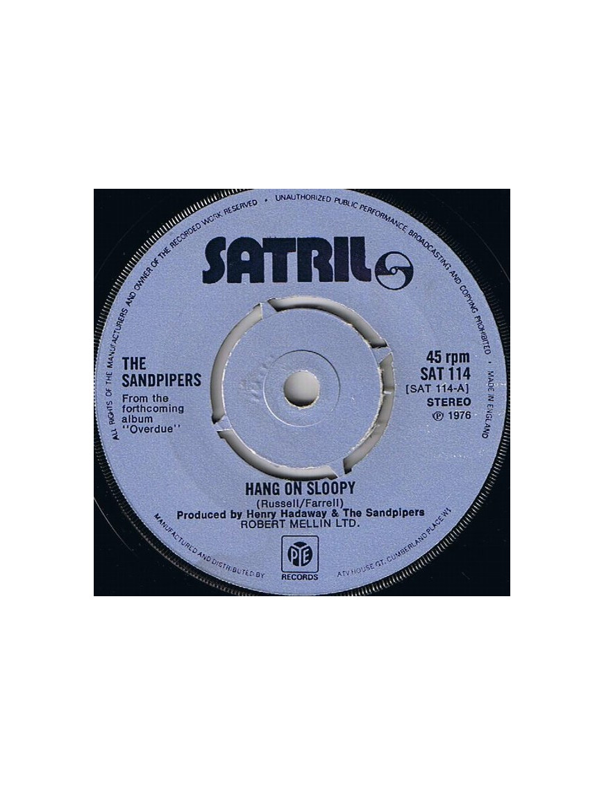 Hang On Sloopy [The Sandpipers] - Vinyl 7", 45 RPM, Single [product.brand] 1 - Shop I'm Jukebox 