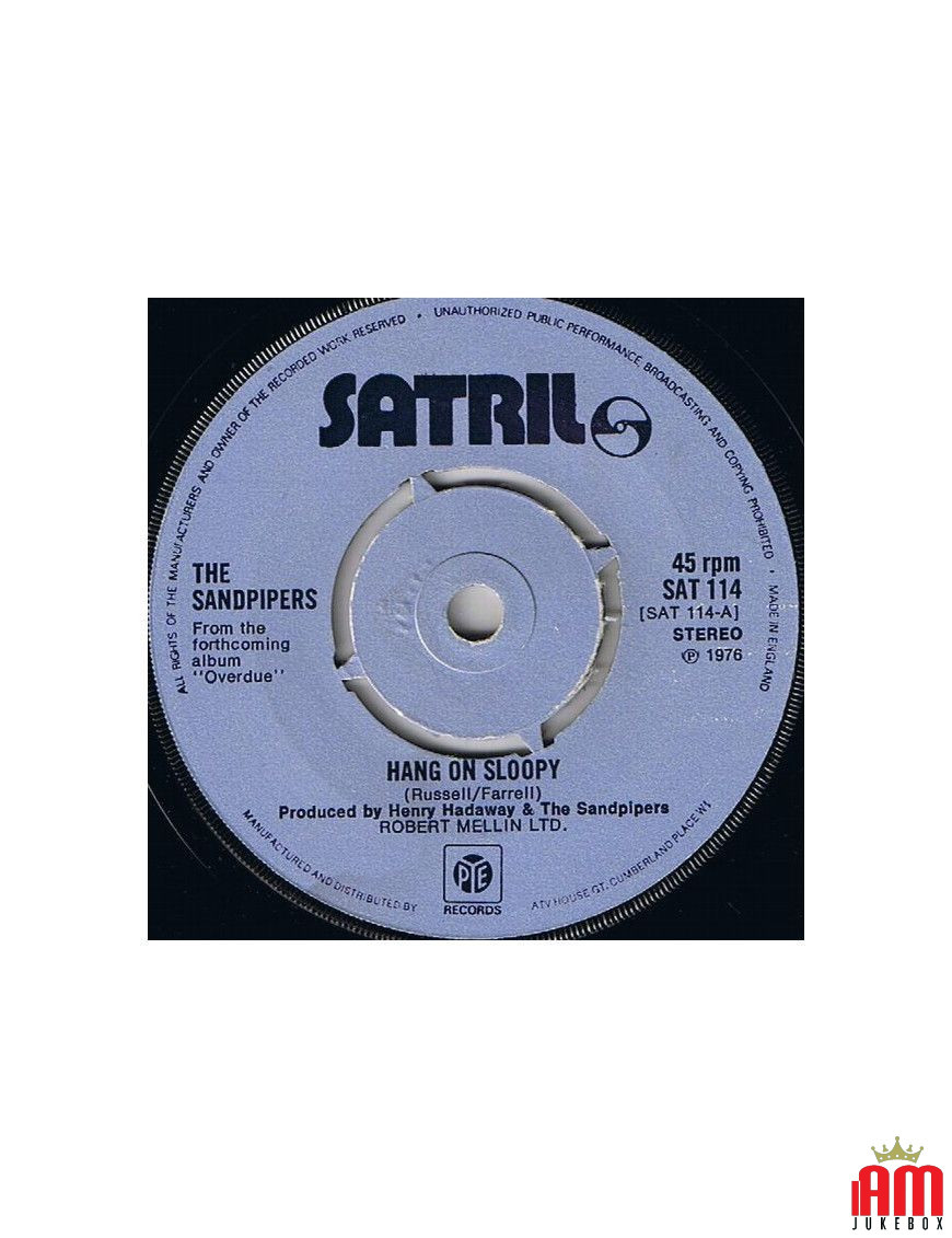 Hang On Sloopy [The Sandpipers] - Vinyl 7", 45 RPM, Single [product.brand] 1 - Shop I'm Jukebox 