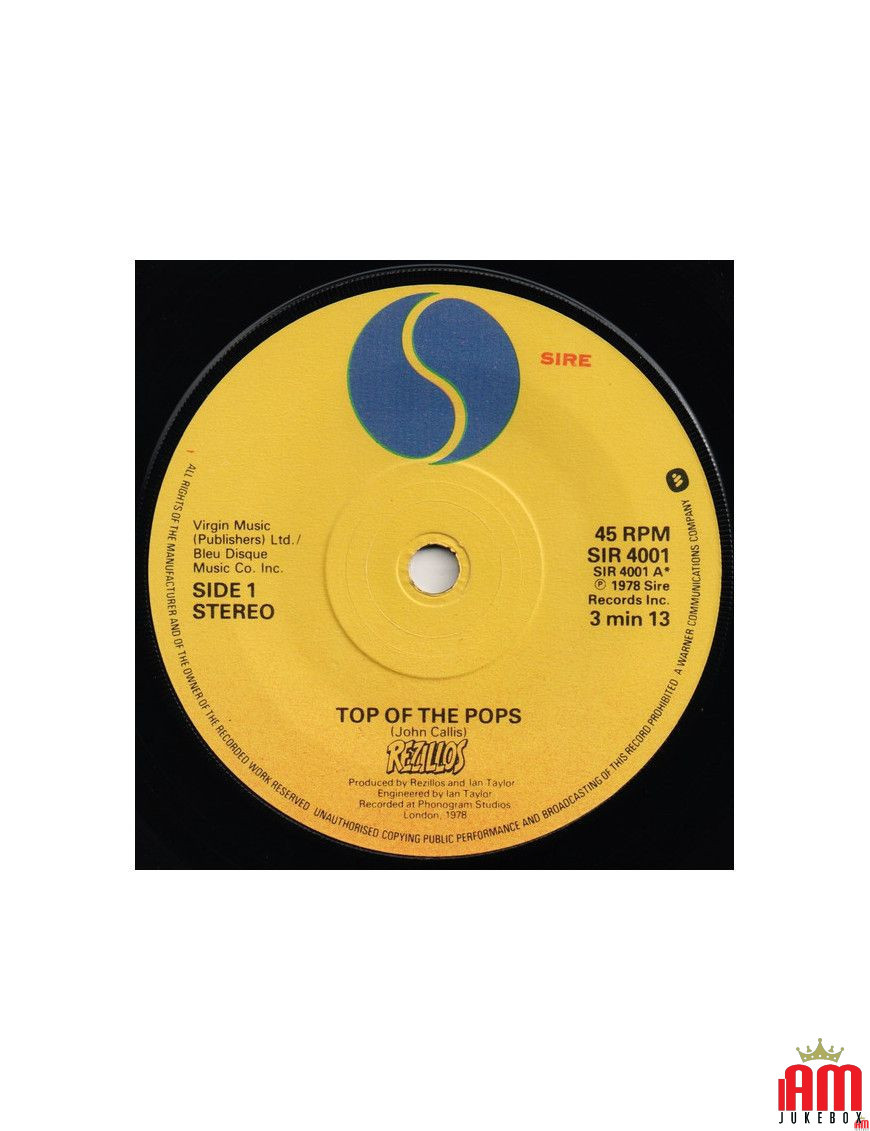 Top Of The Pops [The Rezillos] – Vinyl 7", 45 RPM, Single [product.brand] 1 - Shop I'm Jukebox 