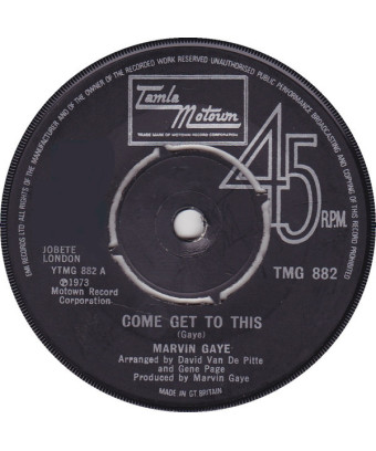 Come Get To This [Marvin Gaye] – Vinyl 7", 45 RPM, Single [product.brand] 1 - Shop I'm Jukebox 
