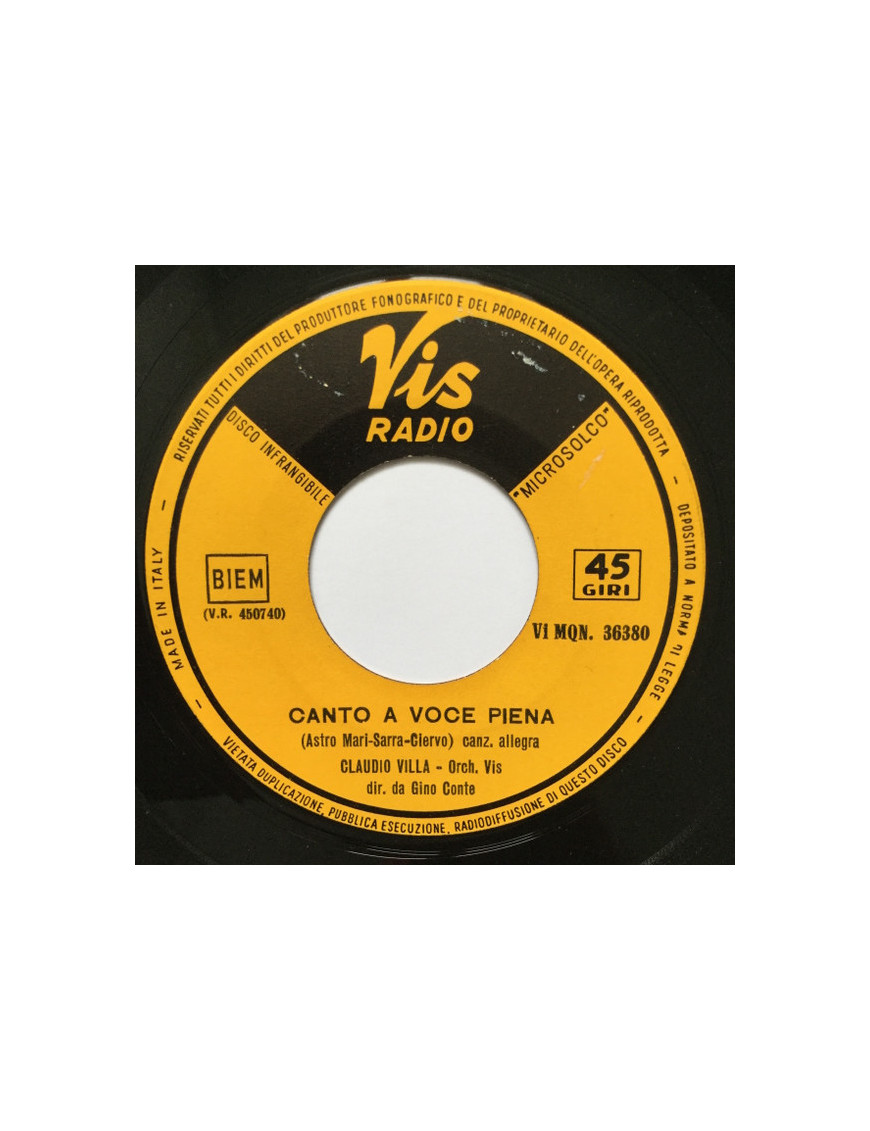 Canto A Voce Piena Torna [Claudio Villa] - Vinyl 7", 45 RPM [product.brand] 1 - Shop I'm Jukebox 