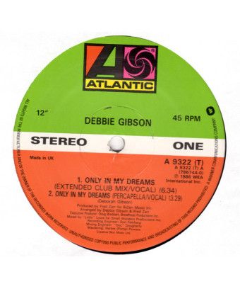 Only In My Dreams [Debbie Gibson] - Vinyl 12", 45 RPM [product.brand] 1 - Shop I'm Jukebox 