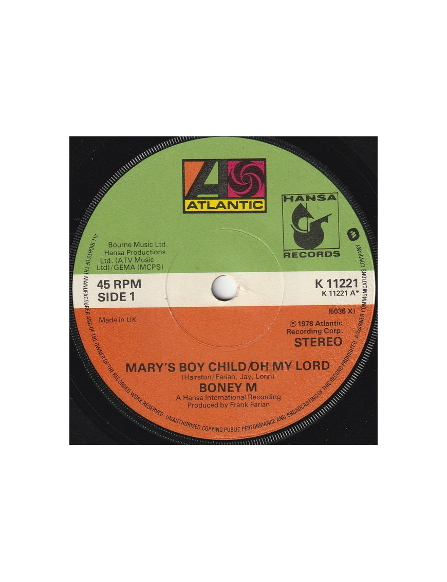 Mary's Boy Child Oh My Lord [Boney M.] - Vinyle 7", 45 tours [product.brand] 1 - Shop I'm Jukebox 