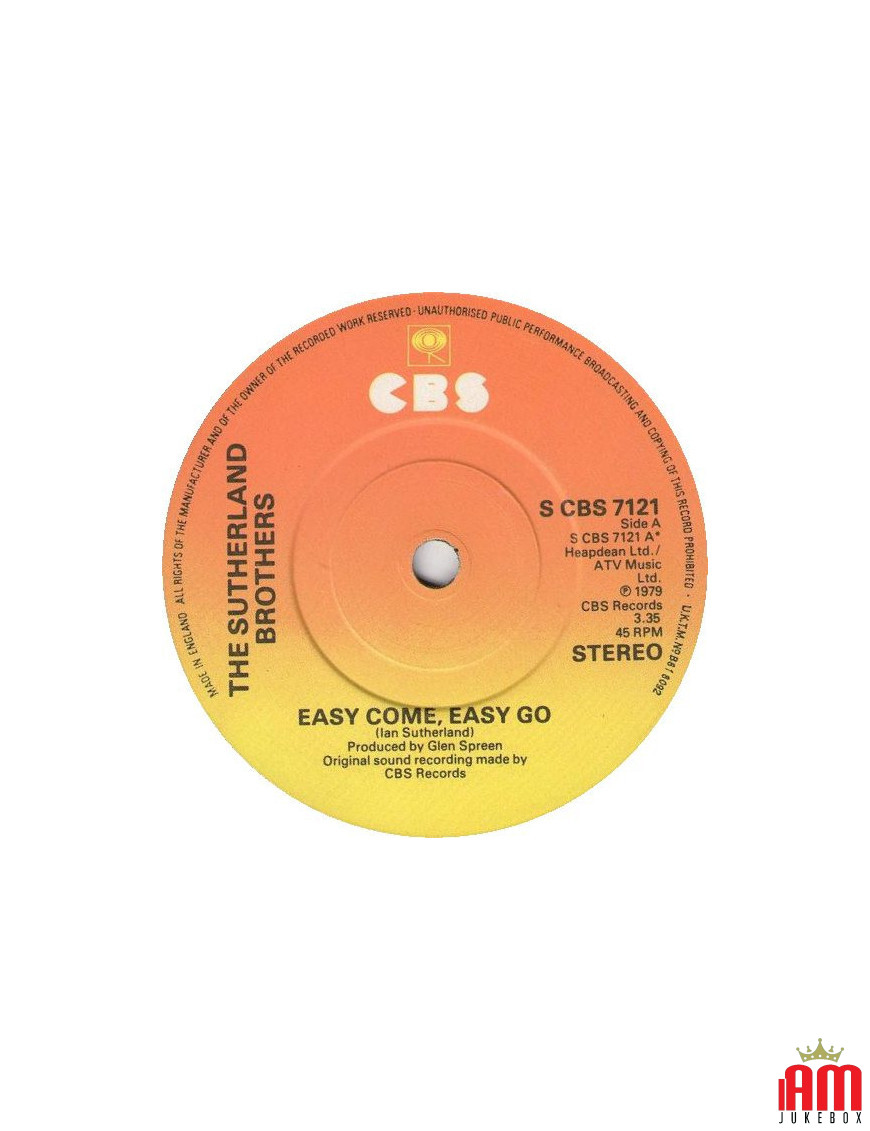 Easy Come, Easy Go [Sutherland Brothers] - Vinyl 7", 45 RPM [product.brand] 1 - Shop I'm Jukebox 