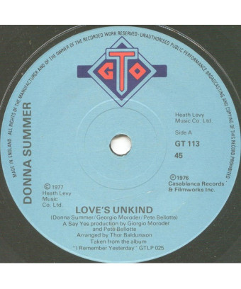 Love's Unkind [Donna Summer] - Vinyle 7", 45 tours, Single [product.brand] 1 - Shop I'm Jukebox 