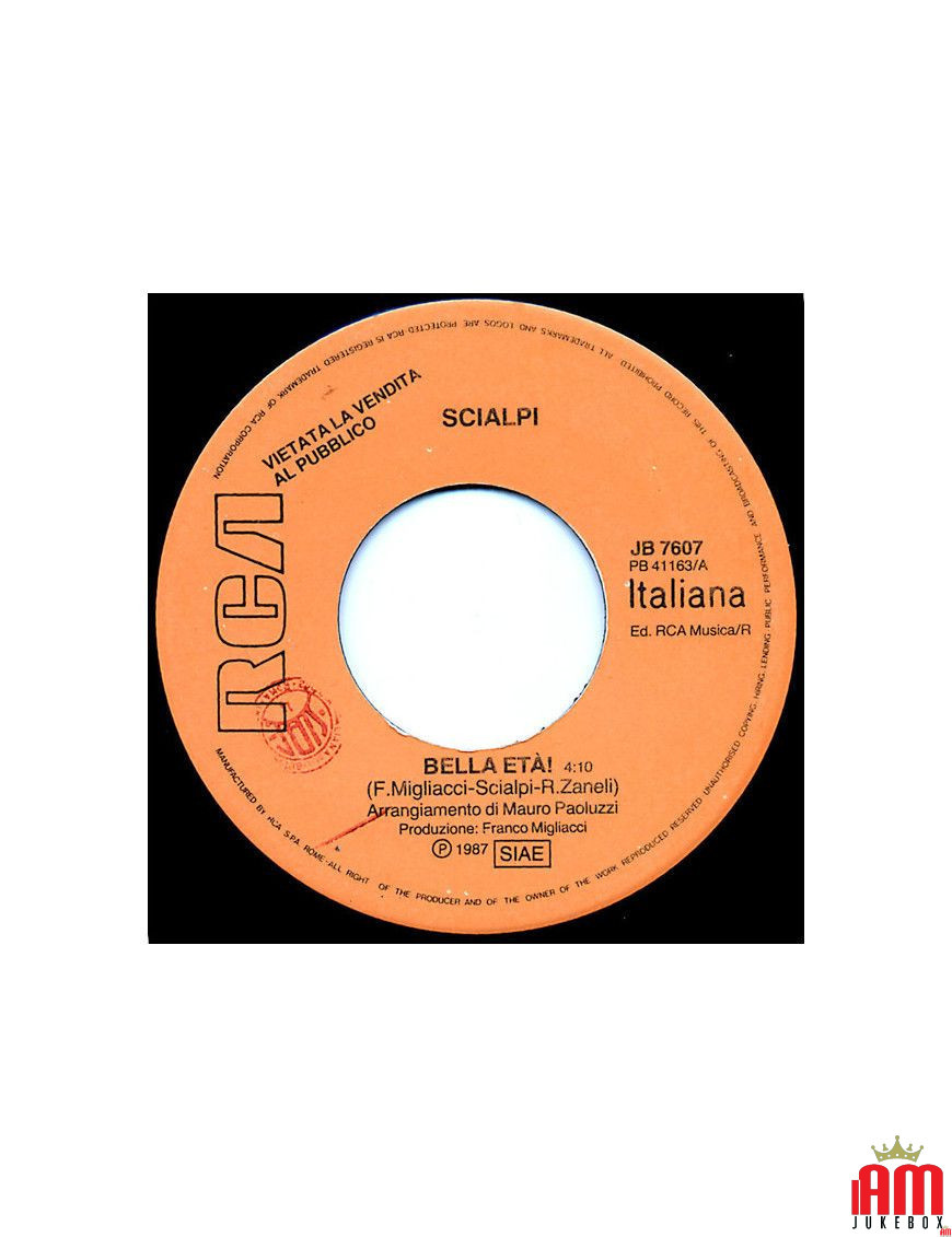 Bella Età Madonna Di Venere [Scialpi,...] - Vinyl 7", 45 RPM, Jukebox [product.brand] 1 - Shop I'm Jukebox 