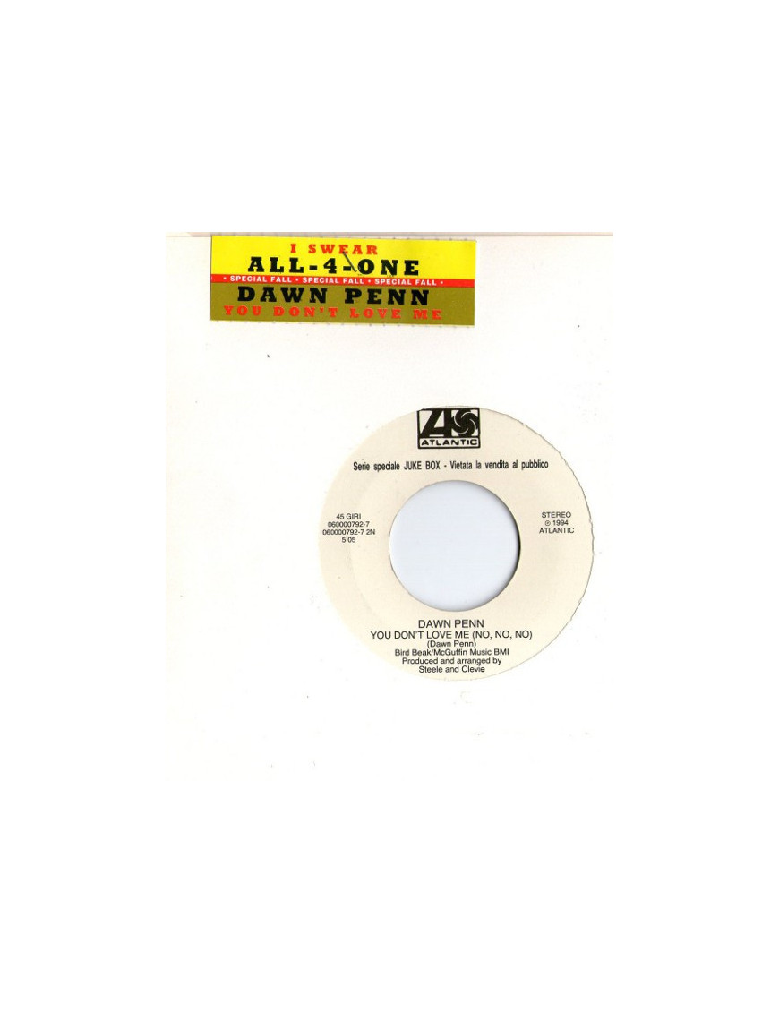 I Swear You Don't Love Me [All-4-One,...] – Vinyl 7", 45 RPM, Jukebox [product.brand] 1 - Shop I'm Jukebox 