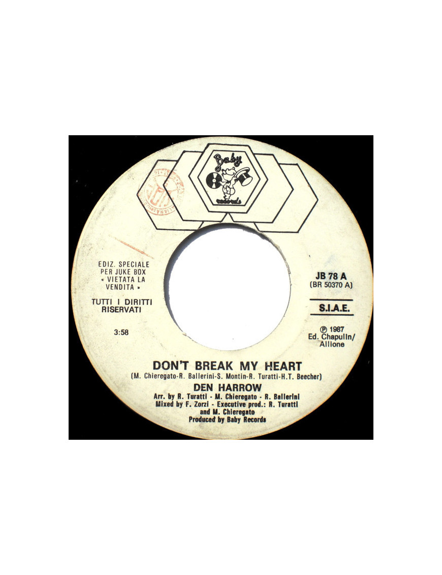 Don't Break My Heart   Give Me Your Heart Tonight [Den Harrow,...] - Vinyl 7", 45 RPM, Jukebox