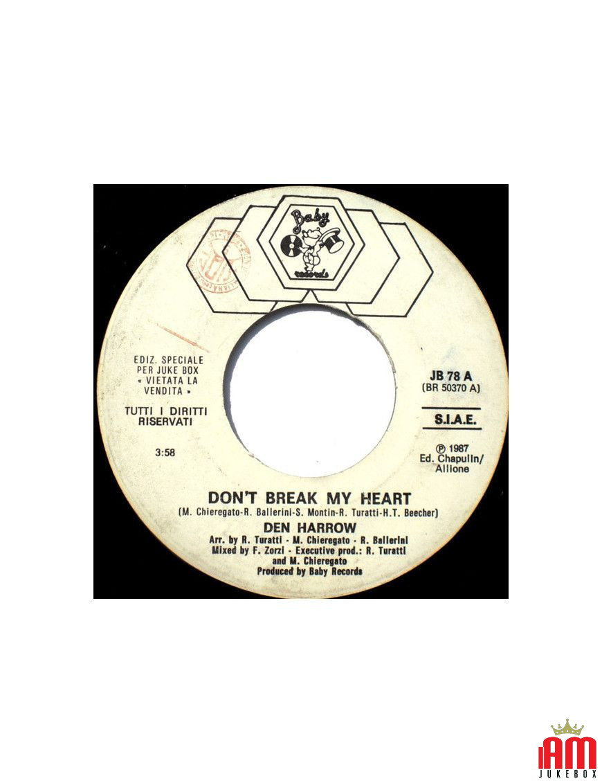 Don't Break My Heart   Give Me Your Heart Tonight [Den Harrow,...] - Vinyl 7", 45 RPM, Jukebox