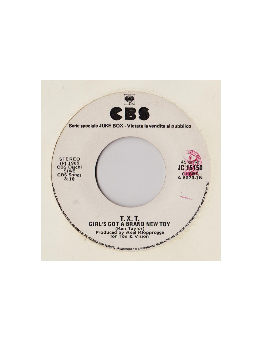 Girl's Got A Brand New Toy   I'm On Fire [T.X.T.,...] - Vinyl 7", 45 RPM, Jukebox, Stereo