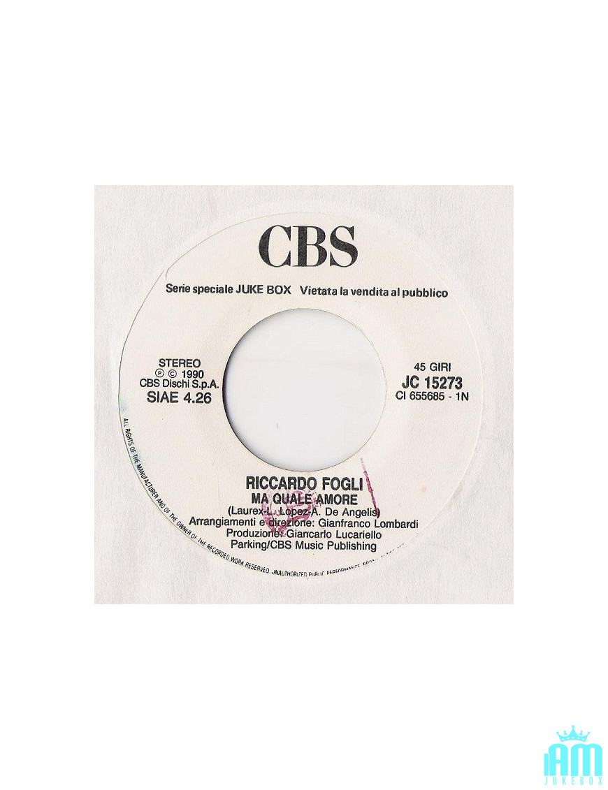 Ma Quale Amore A [Riccardo Fogli,...] - Vinyle 7", 45 RPM, Jukebox [product.brand] 1 - Shop I'm Jukebox 