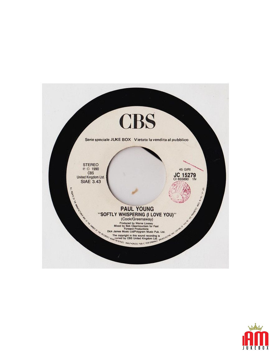 Softly Whispering (I Love You) Hey Man (Your Woman Makes Me Crazy) [Paul Young,...] - Vinyl 7", 45 RPM, Jukebox [product.brand] 