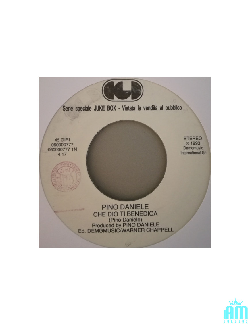 May God Bless You [Pino Daniele] - Vinyl 7", 45 RPM, Jukebox [product.brand] 1 - Shop I'm Jukebox 