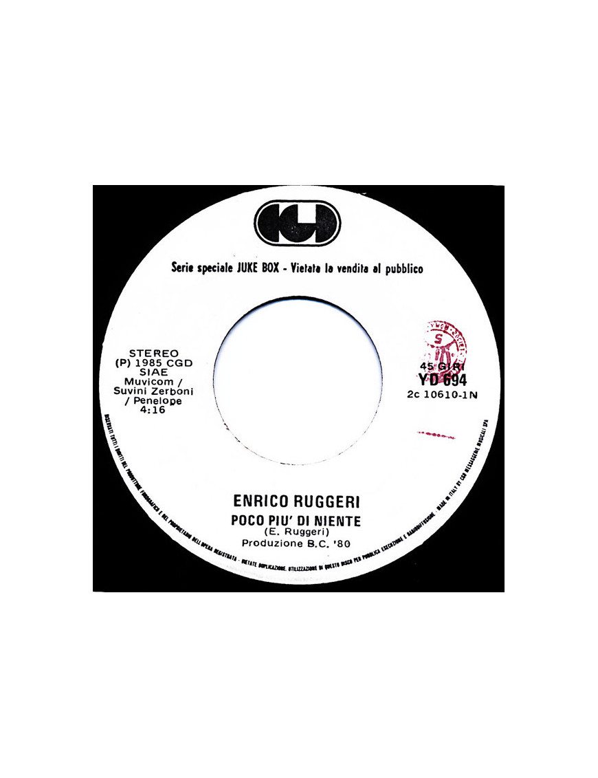 Little More Than Nothing Dancin' Number [Enrico Ruggeri,...] – Vinyl 7", 45 RPM, Jukebox [product.brand] 1 - Shop I'm Jukebox 