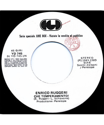 Che Temperamento!   Figlio Unico [Enrico Ruggeri,...] - Vinyl 7", 45 RPM, Jukebox