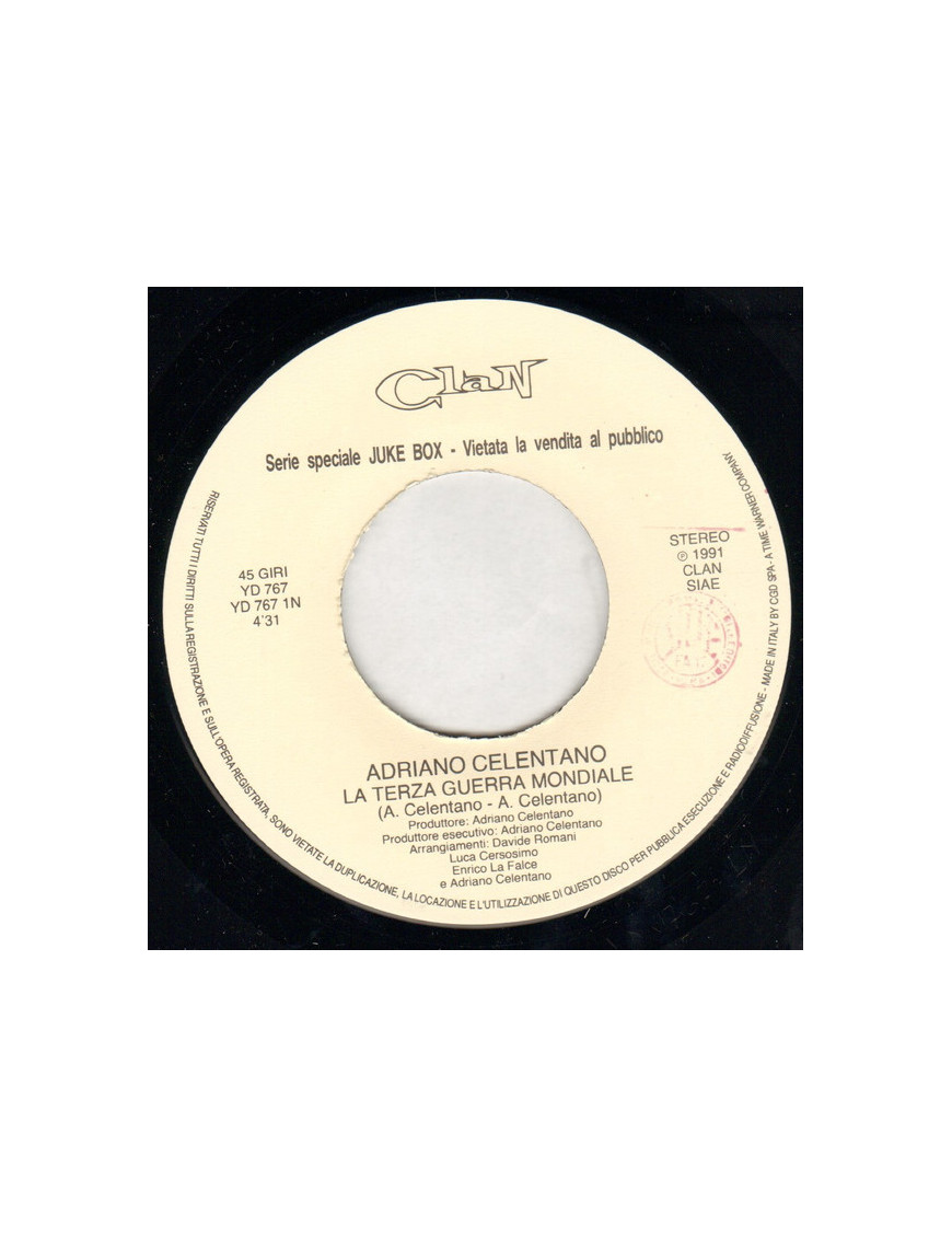 La Terza Guerra Mondiale   Letto Di Foglie [Adriano Celentano] - Vinyl 7", 45 RPM, Jukebox