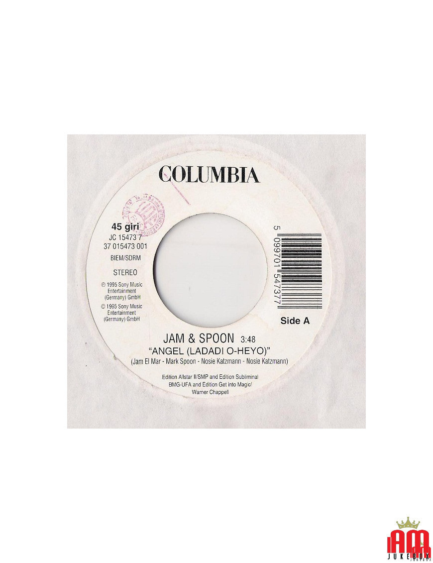 Angel (Ladadi O-Heyo) Gimme Little Sign [Jam & Spoon,...] - Vinyle 7", 45 RPM, Jukebox