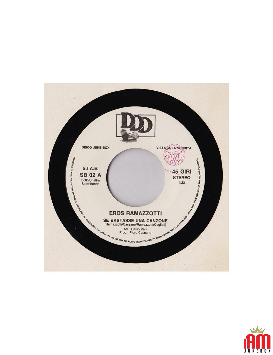 If A Dalì Song was Enough [Eros Ramazzotti,...] – Vinyl 7", 45 RPM, Jukebox [product.brand] 1 - Shop I'm Jukebox 
