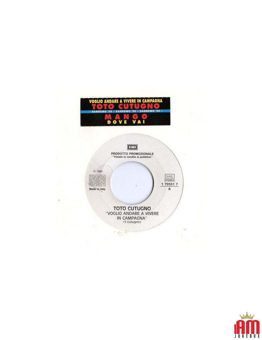 I Want to Live in the Country Where You Go [Toto Cutugno,...] - Vinyl 7", 45 RPM, Promo [product.brand] 1 - Shop I'm Jukebox 