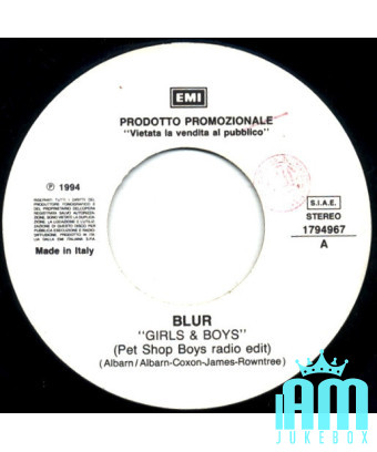 Girls & Boys (Pet Shop Boys Radio Edit) Roll 'Em Up (Radio Version) [Blur,...] - Vinyle 7", 45 RPM, Promo [product.brand] 1 - Sh