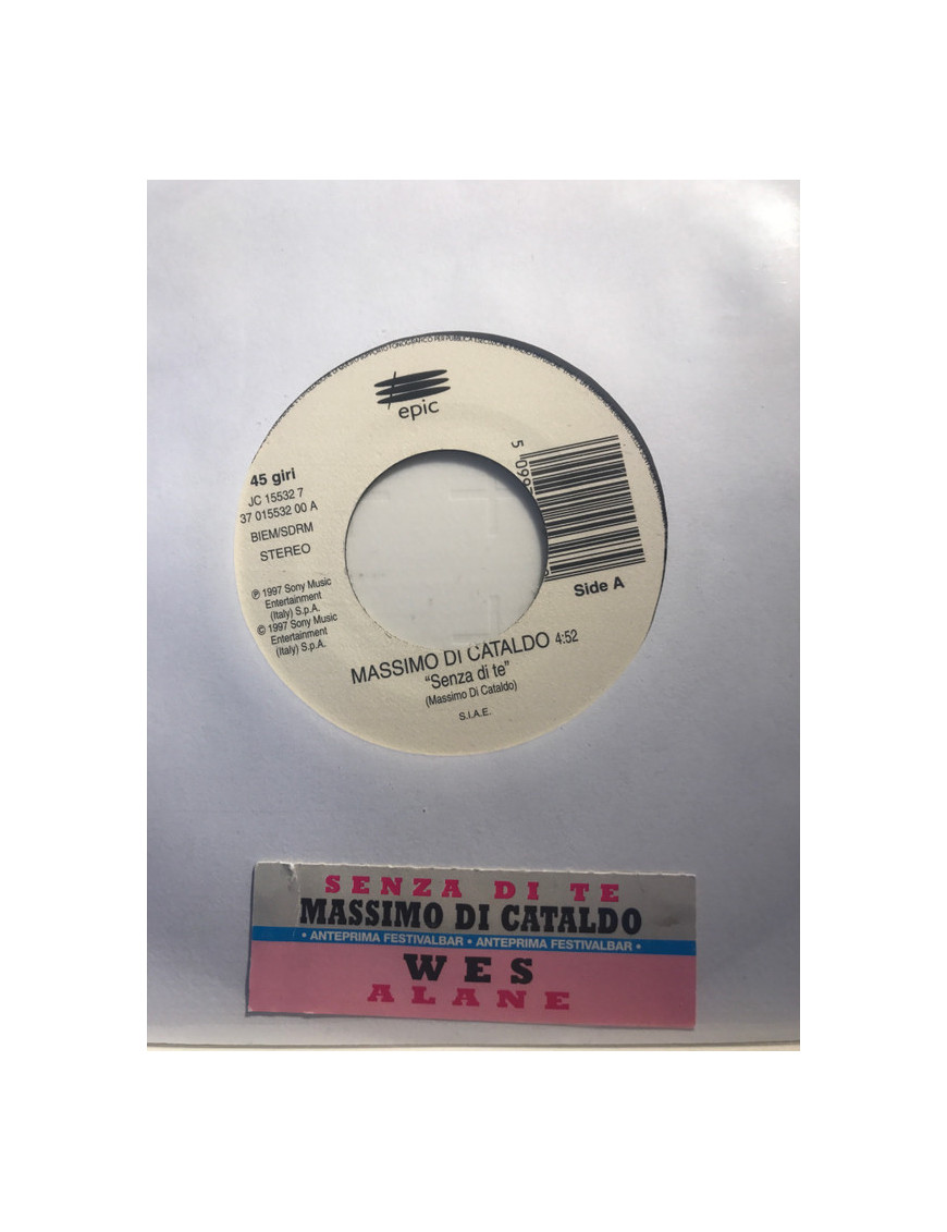 Senza Di Te Alane [Massimo Di Cataldo,...] – Vinyl 7", 45 RPM, Jukebox [product.brand] 1 - Shop I'm Jukebox 