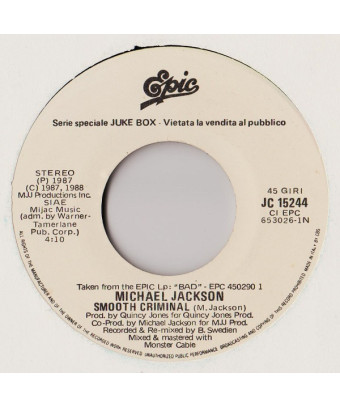 Smooth Criminal In Your Room [Michael Jackson,...] – Vinyl 7", 45 RPM, Jukebox, Stereo [product.brand] 1 - Shop I'm Jukebox 
