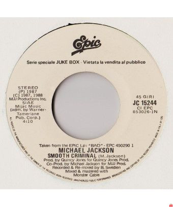 Smooth Criminal In Your Room [Michael Jackson,...] - Vinyle 7", 45 RPM, Jukebox, Stéréo [product.brand] 1 - Shop I'm Jukebox 