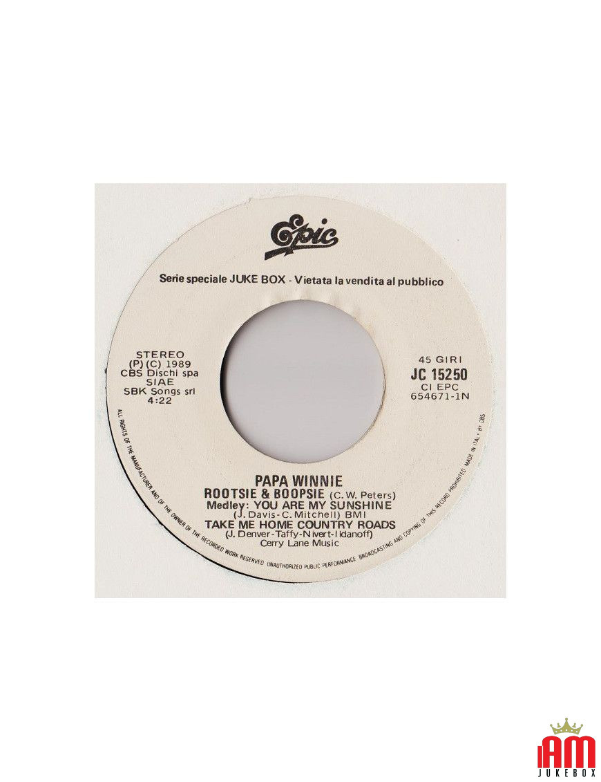 Rootsie & Boopsie Non Finisce Cosi [Papa Winnie,...] - Vinyl 7", 45 RPM, Jukebox [product.brand] 1 - Shop I'm Jukebox 