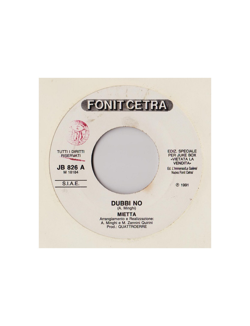 Doubts No Nené [Mietta,...] - Vinyl 7", 45 RPM, Jukebox [product.brand] 1 - Shop I'm Jukebox 