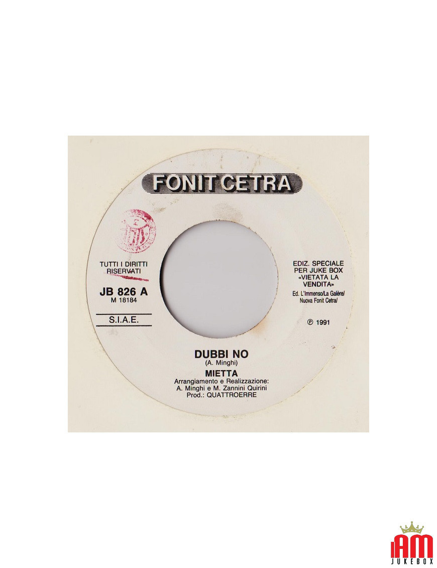 Doubts No Nené [Mietta,...] - Vinyl 7", 45 RPM, Jukebox [product.brand] 1 - Shop I'm Jukebox 