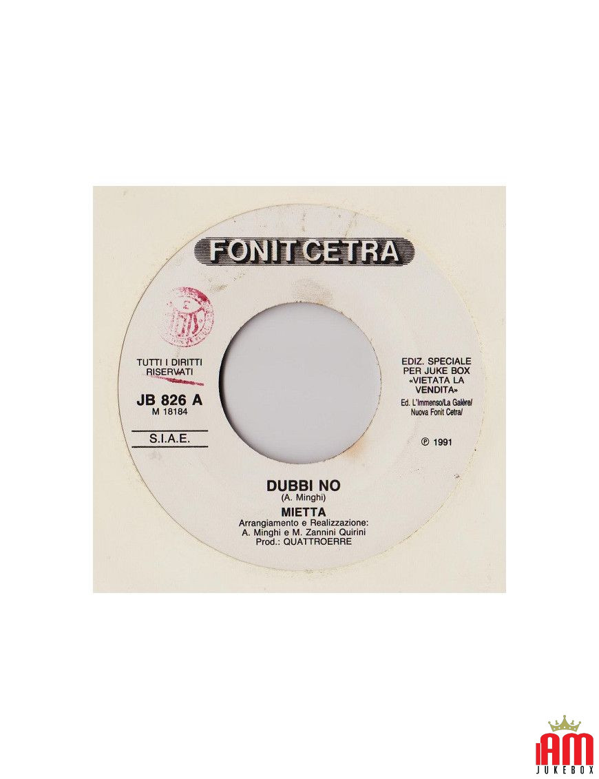 Doutes No Nené [Mietta,...] - Vinyl 7", 45 RPM, Jukebox [product.brand] 1 - Shop I'm Jukebox 