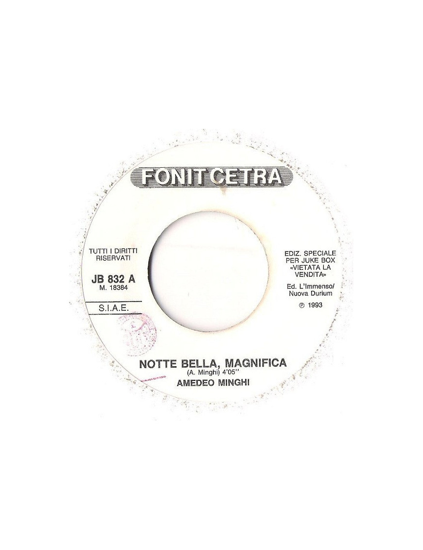 Notte Bella, Magnifica   In Te [Amedeo Minghi,...] - Vinyl 7", 45 RPM, Jukebox