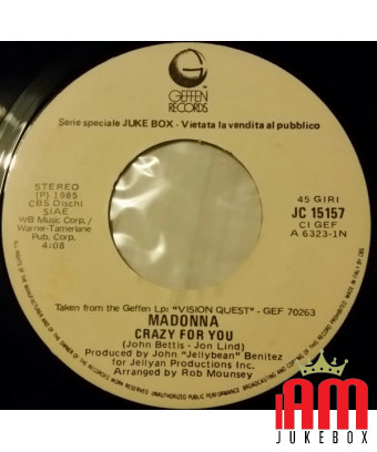 Crazy For You This Is England [Madonna,...] - Vinyle 7", 45 RPM, Single, Jukebox [product.brand] 1 - Shop I'm Jukebox 