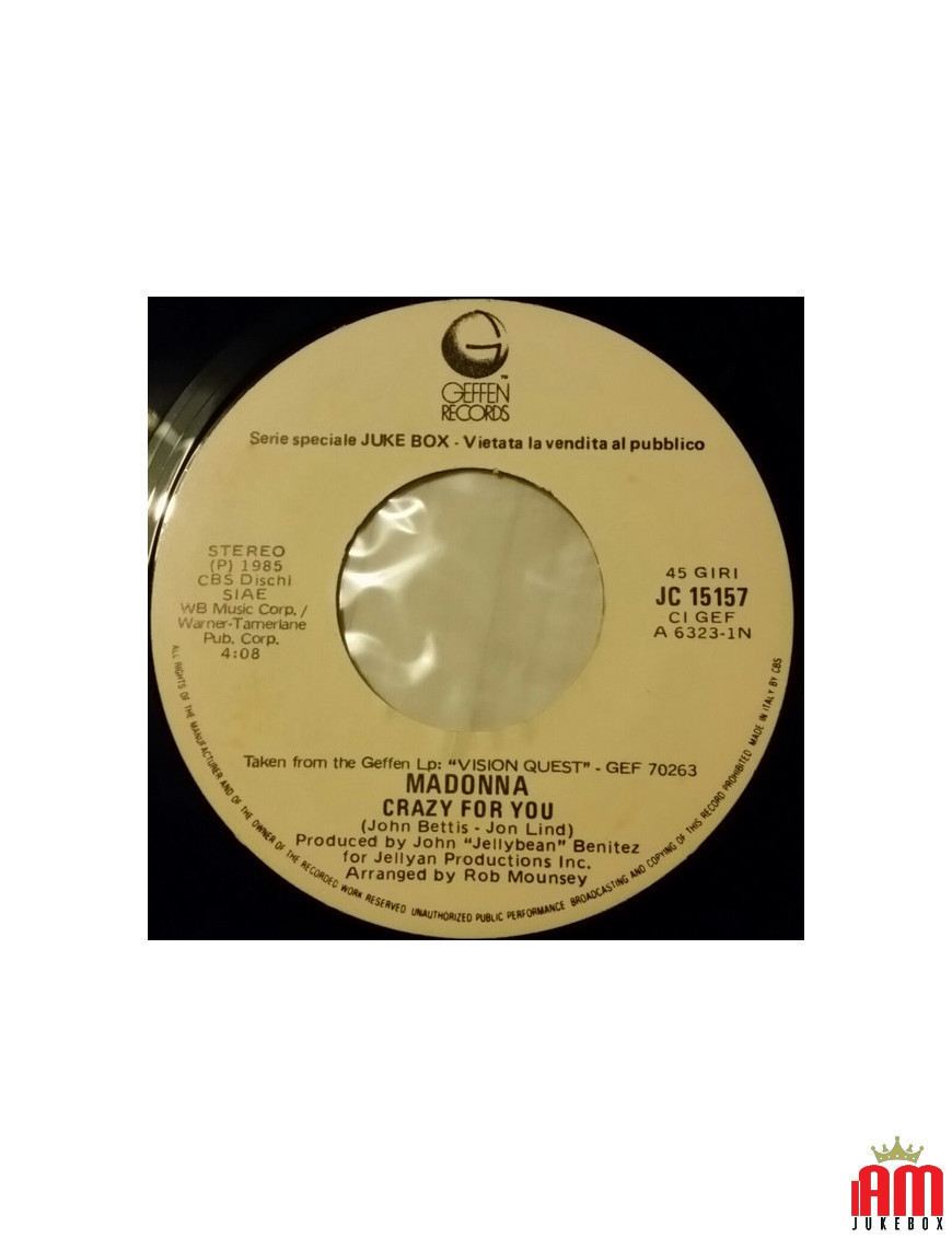 Crazy For You This Is England [Madonna,...] - Vinyle 7", 45 RPM, Single, Jukebox [product.brand] 1 - Shop I'm Jukebox 