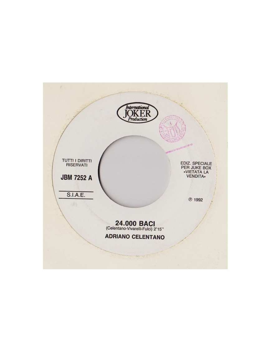 24.000 Baci Come Prima [Adriano Celentano,...] - Vinyle 7", 45 RPM, Jukebox