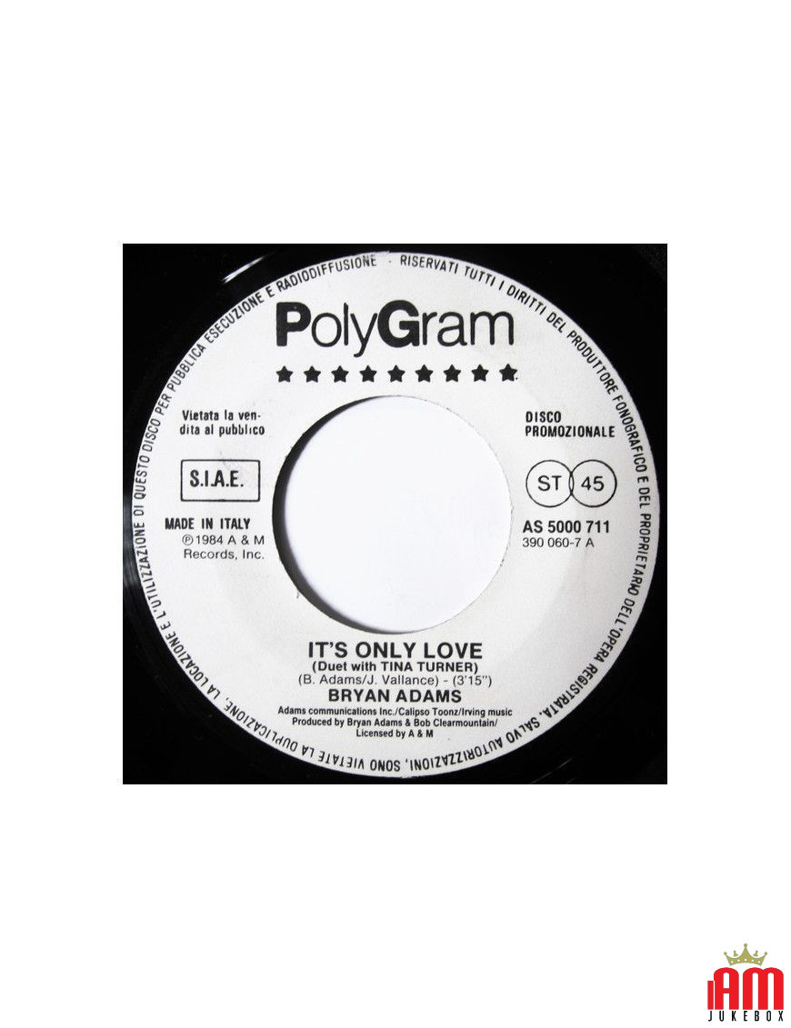 It's Only Love Something About You [Bryan Adams,...] - Vinyl 7", 45 RPM, Promo [product.brand] 1 - Shop I'm Jukebox 