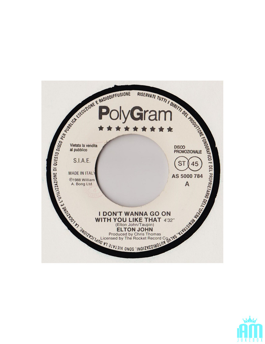 Je ne veux pas continuer avec toi comme ça, arrête ton agitation [Elton John,...] - Vinyl 7", 45 RPM, Promo [product.brand] 1 - 