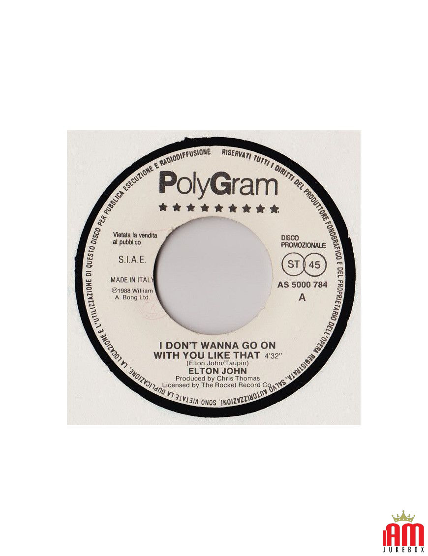 I Don't Wanna Go On With You Like That Stop Your Fussin' [Elton John,...] - Vinyl 7", 45 RPM, Promo [product.brand] 1 - Shop I'm