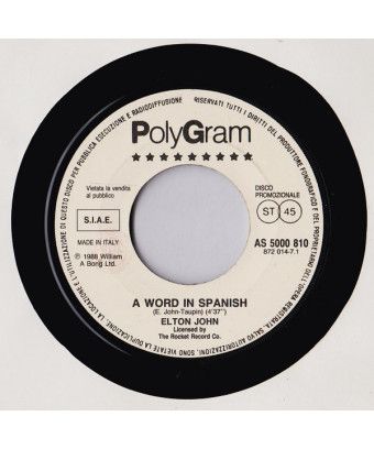 Un mot en espagnol pour la première fois [Elton John,...] - Vinyl 7", 45 RPM, Promo [product.brand] 1 - Shop I'm Jukebox 