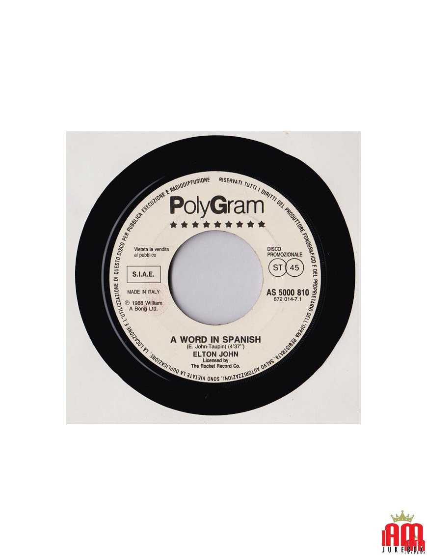 A Word In Spanish The First Time [Elton John,...] - Vinyl 7", 45 RPM, Promo [product.brand] 1 - Shop I'm Jukebox 