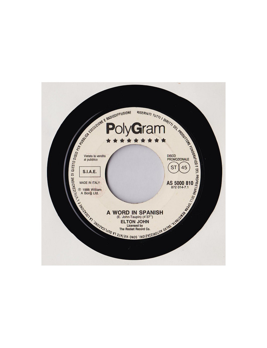 Un mot en espagnol pour la première fois [Elton John,...] - Vinyl 7", 45 RPM, Promo [product.brand] 1 - Shop I'm Jukebox 